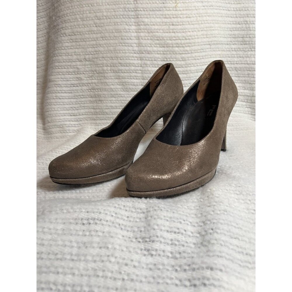 Paul Green Pewter Shimmer Suede Platform Pointed Toe Pump Heels UK 6.5 /‎ US 9